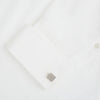 View 3 of product Turnbull & Asser's Silver Textured Square Cufflinks feature a dotted, polished finish and are showcased against a plain white background.