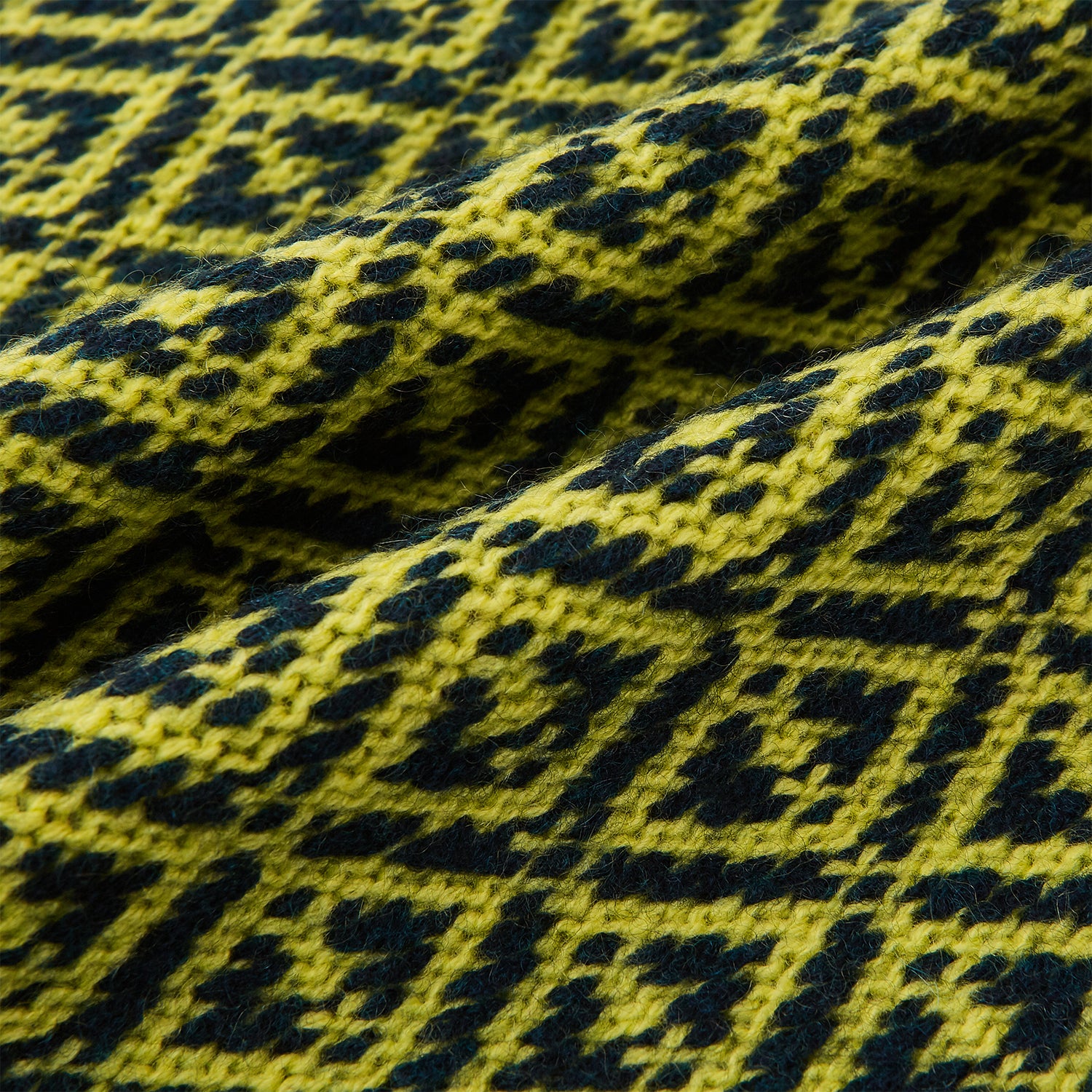 Image 3 of product A Petrol Green and Chartreuse diamond-patterned cashmere knitted scarf by Turnbull & Asser—an essential accessory for adding striking geometric flair to any look.