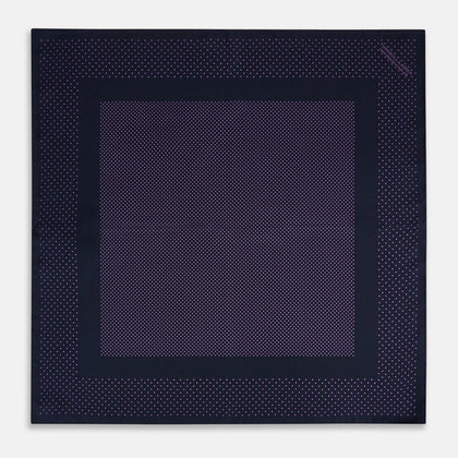 Navy and Purple Dot Silk Pocket Square Image 3