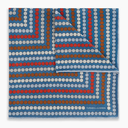 Blue Bonnet Dots and Floral Tile Double-Sided Silk Pocket Square Image 5