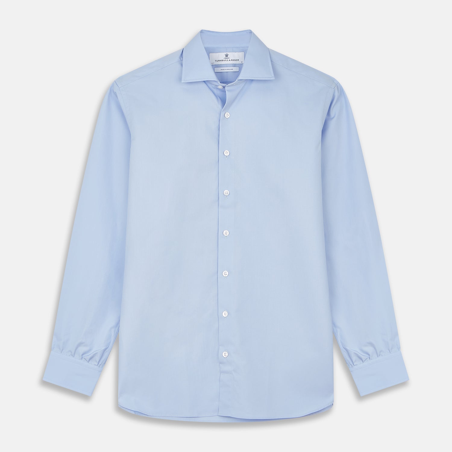 Tailored Fit Blue Cotton Shirt with Kent Collar and 3-Button Cuffs