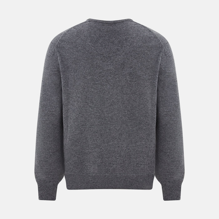 Storm Grey Cashmere V-neck Jumper Image 2