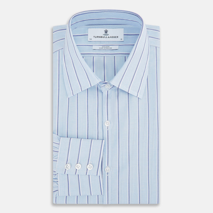 Blue and Navy Multi-Stripe Westminster Shirt Image 4