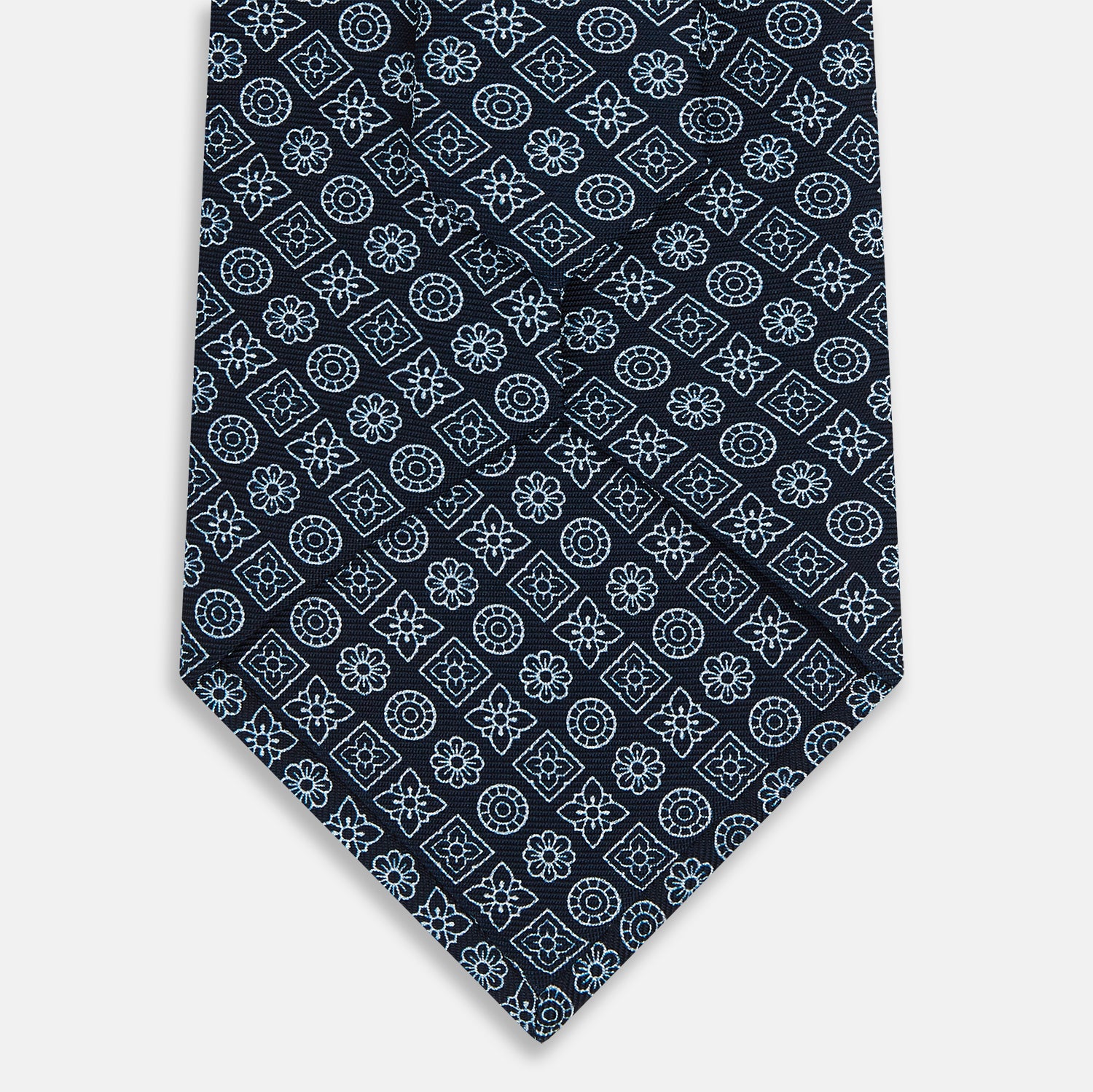 Image 3 of product Navy Floral Tile Pattern Printed Silk Tie