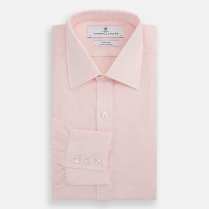 Pink Linen Shirt with T&A Collar and 3-Button Cuffs Image 4