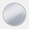 View 1 of product Close-up of Turnbull & Asser's Purple Multi Stripe Cotton Fabric, featuring thin, evenly spaced blue and black vertical pinstripes, shown within a circular frame.