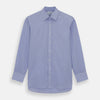 View 1 of product The Turnbull & Asser Blue Fine Check Sea Island Quality Cotton Shirt features a T&A collar, 3-button cuffs, and white buttons, shown on a plain white background.