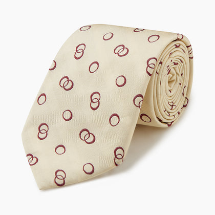 Yellow Geometric Rings Silk Tie Image 3