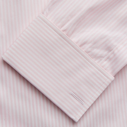 White and Pink Wide Stripe Shirt with Double Cuffs Image 2