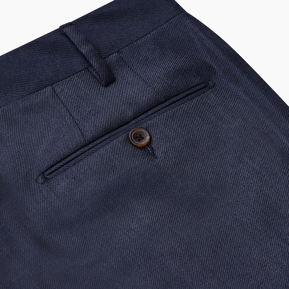 Navy Wool Blend Single Pleated Gerry Trousers