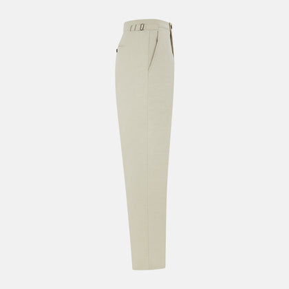 Taupe Cotton Blend Henry Trousers Image 3