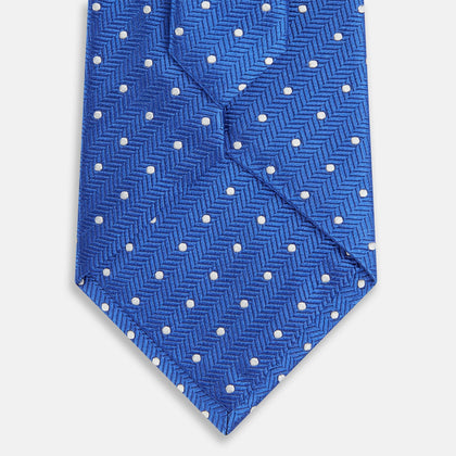 Blue and White Micro Dot Silk Tie Image 2