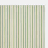 View 2 of product The Turnbull & Asser Hand Rolled Green Double Stripe Handkerchief features a white cotton base with green and blue stripes, neatly folded for use as a refined pocket square—an essential accessory for any gentleman.