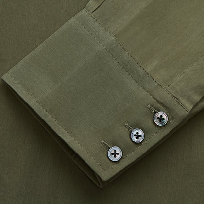 Green Silk Regular Fit Flaxton Shirt Image 2