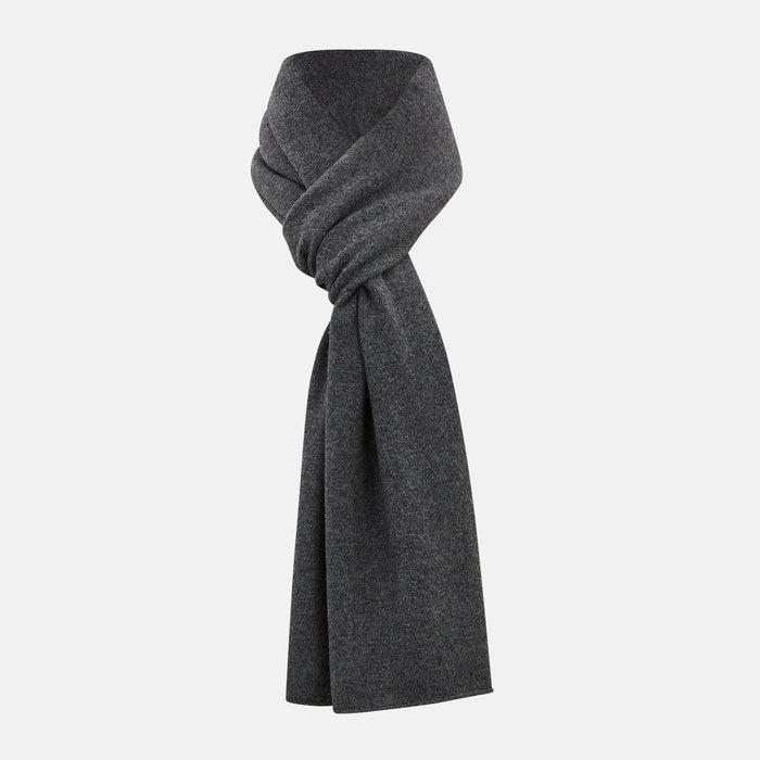 Plain Graphite Cashmere Knitted Scarf