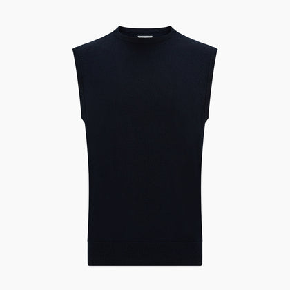 Navy Cashmere Round Neck Vest Image 3
