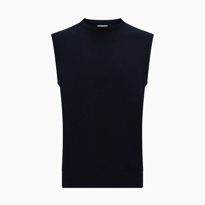 Navy Cashmere Round Neck Vest Image 3