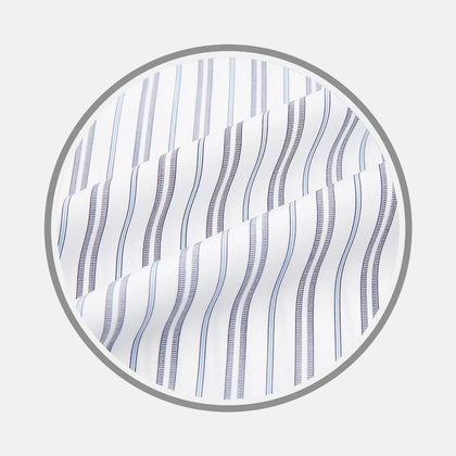 Navy And Light Blue Multi Track Stripe Fabric