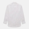 View 3 of product The Turnbull & Asser Red and Blue Double Stripe Westminster Shirt is a long-sleeved, button-up dress shirt with a formal collar, featuring narrow red and blue stripes on white, shown against a plain white background.