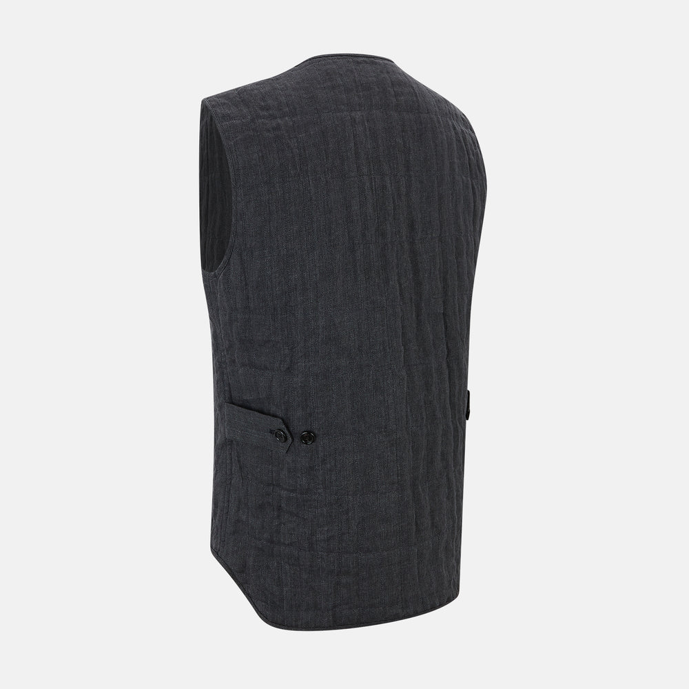 Ash Quilted Linen Herringbone Waistcoat