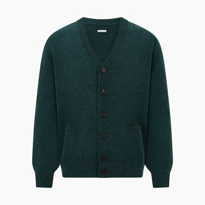 Green Melange Cashmere Cardigan Image 4