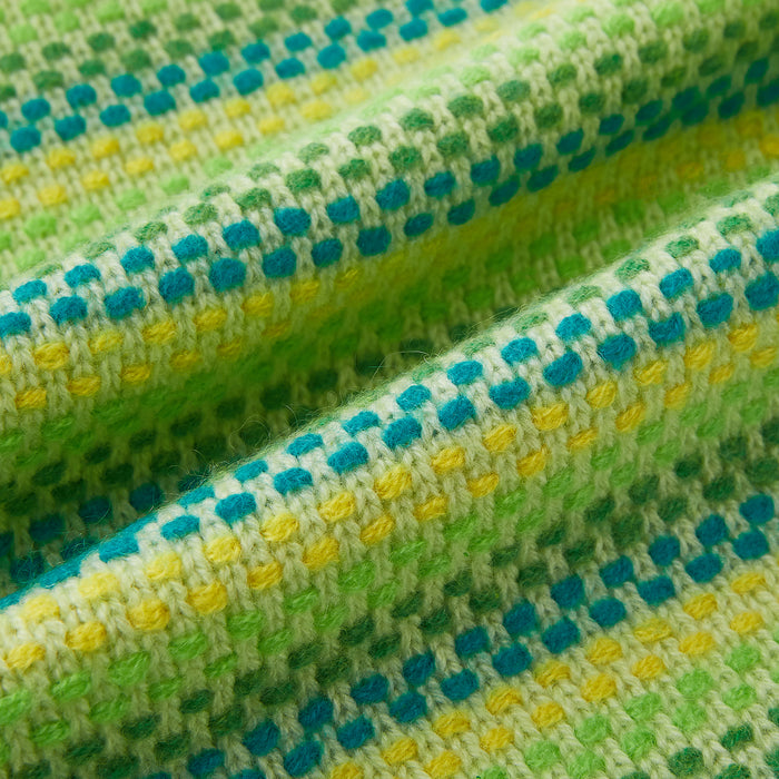 Green, Yellow and Teal Rib-Jacquard Cashmere Knitted Scarf Image 2