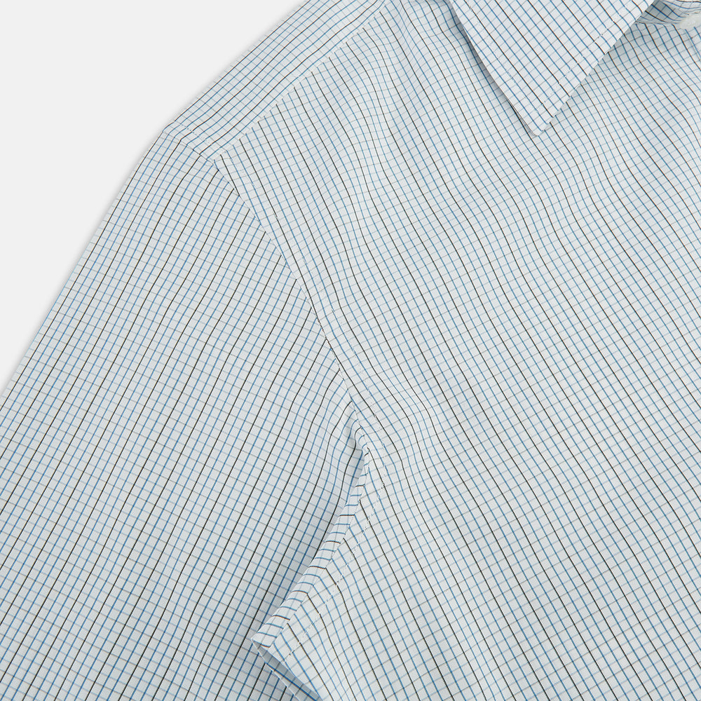 Pale Blue and Navy Grid Check Westminster Shirt