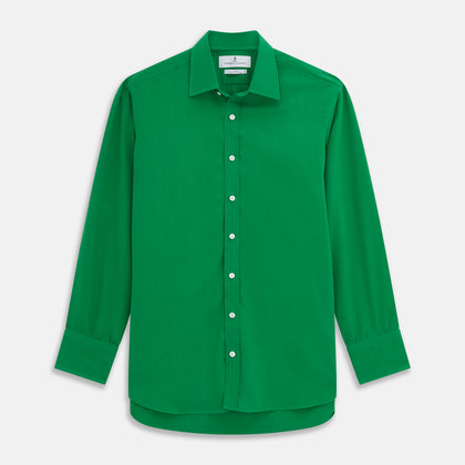 Green Sandwashed Silk Regular Fit Mayfair Shirt