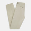 View 6 of product Turnbull & Asser Taupe Cotton Blend Henry Trousers with a straight-leg formal cut, button and zipper closure, belt loops, and side pockets, shown against a plain white background.
