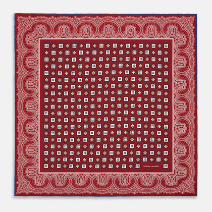 Red Floral Tile and Paisley Silk Pocket Square Image 8