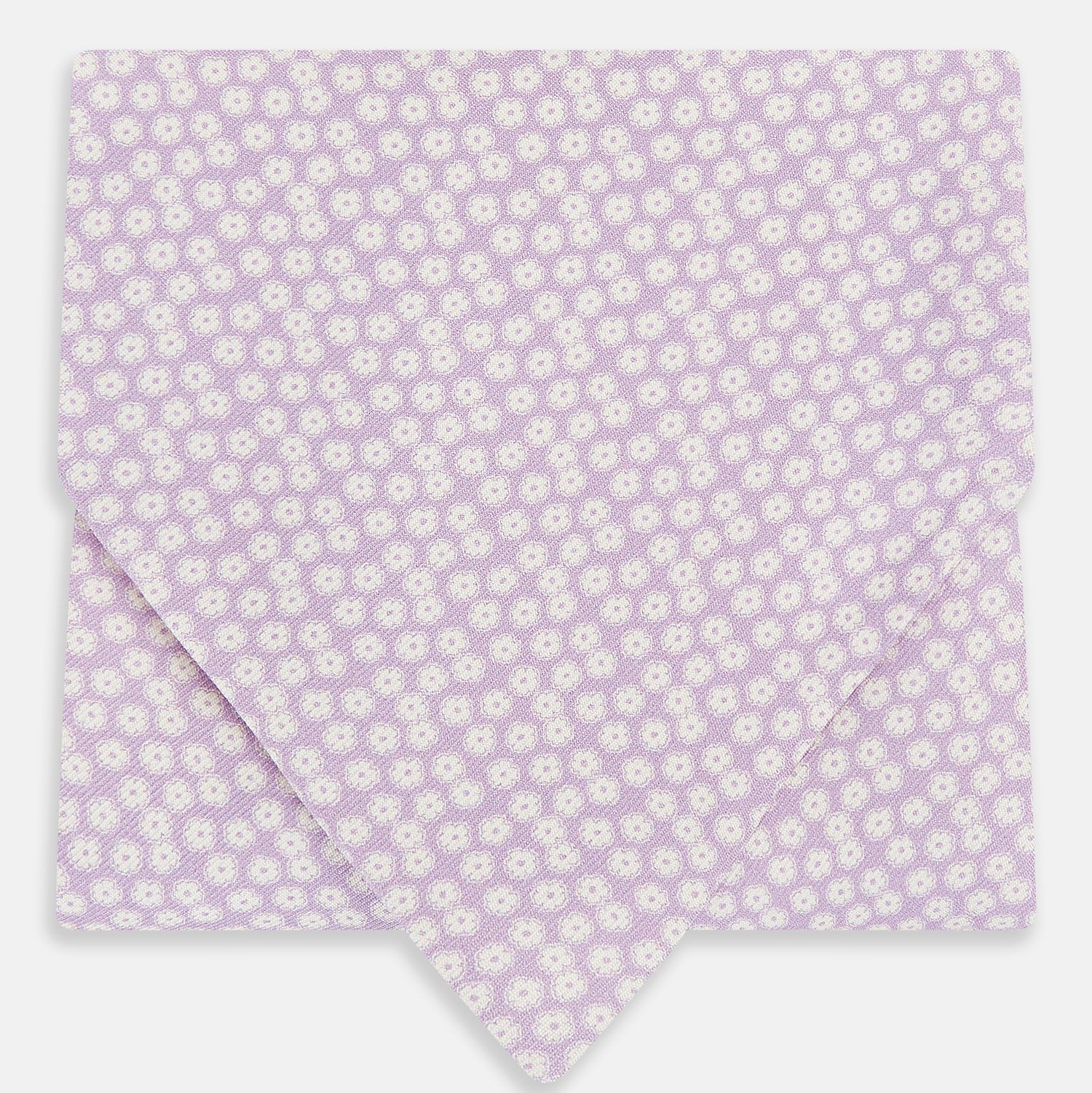 View 1 of product A lilac flower-patterned silk cravat by Turnbull & Asser, elegantly displayed on a white background for a refined touch of British style.