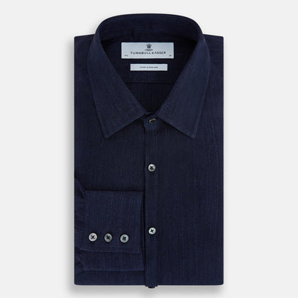Navy Linen Westminster Shirt Image 4