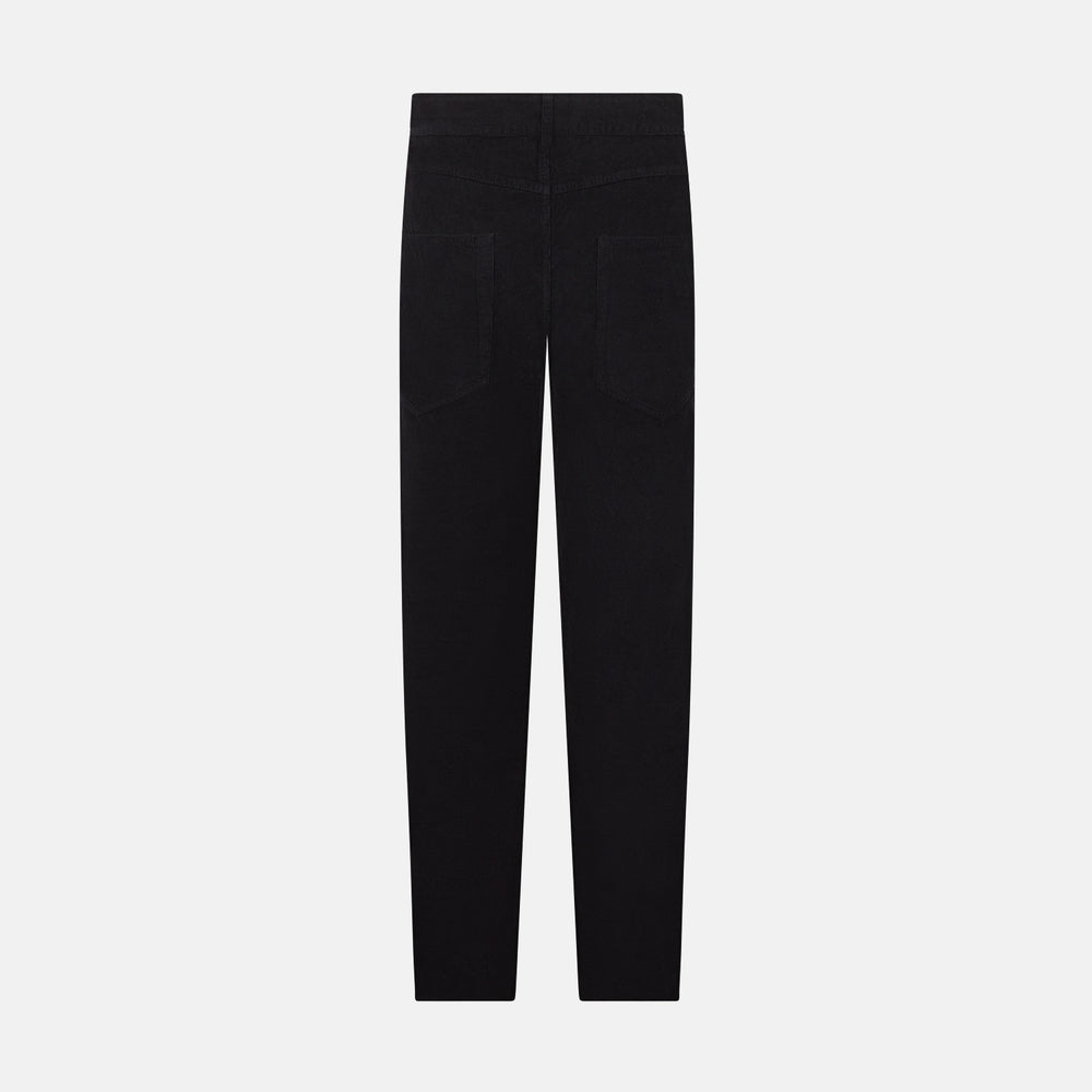 Turnbull & Asser's EXTREME LEG 5 POCKET JEANS NAVY CORD feature a classic 5-pocket design with button and zipper closure, straight-leg fit, and front pockets, shown on a plain white background.