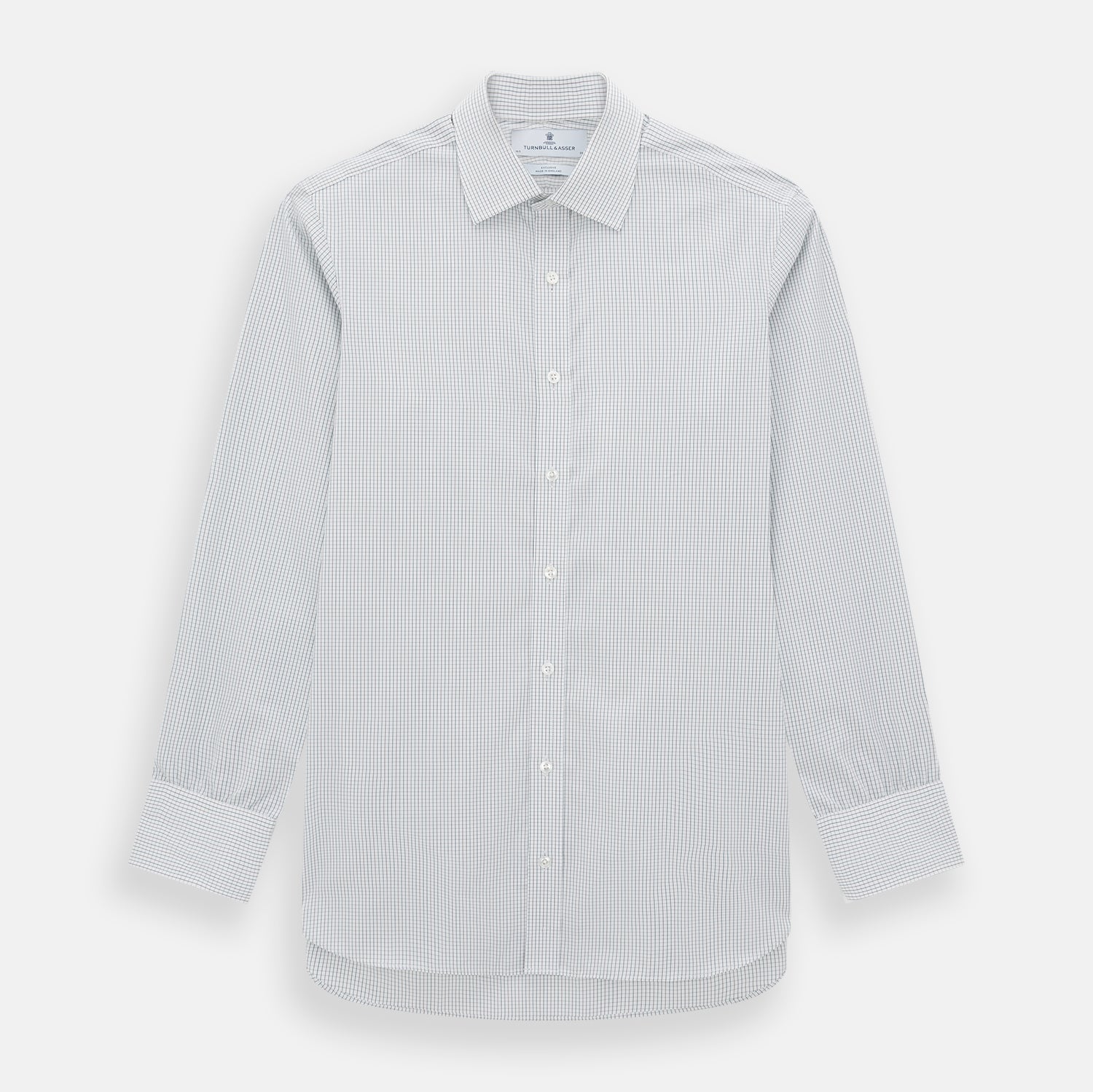 View 1 of product A Forest Melange and Red Graph Check Mayfair Shirt by Turnbull & Asser, featuring a classic T&A collar, button-down front, and buttoned cuffs, crafted from fine Italian cotton and shown on a plain white background.