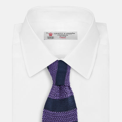 KNITTED STRIPE PURPLE TIE