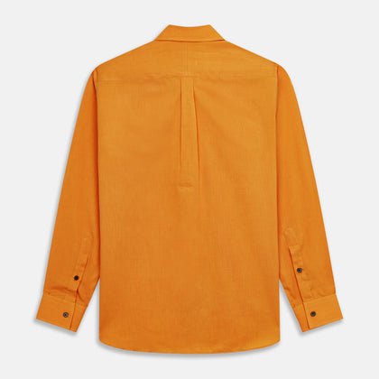 Orange Weekend Fit Cotton & Wool Shirt with Derby Collar and 1 Button Cuffs Image 7