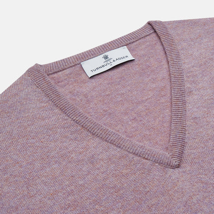 Lilac Heather Paden Cashmere V-Neck Jumper