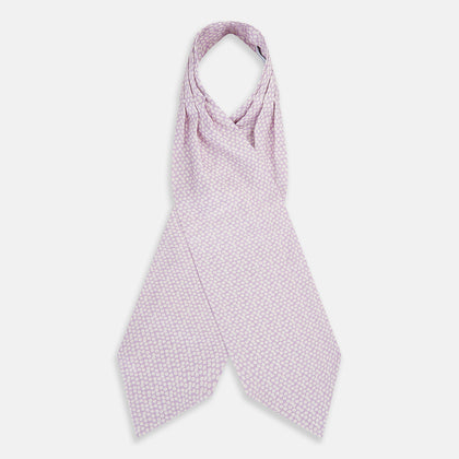 Lilac Flower Patterned Silk Cravat
