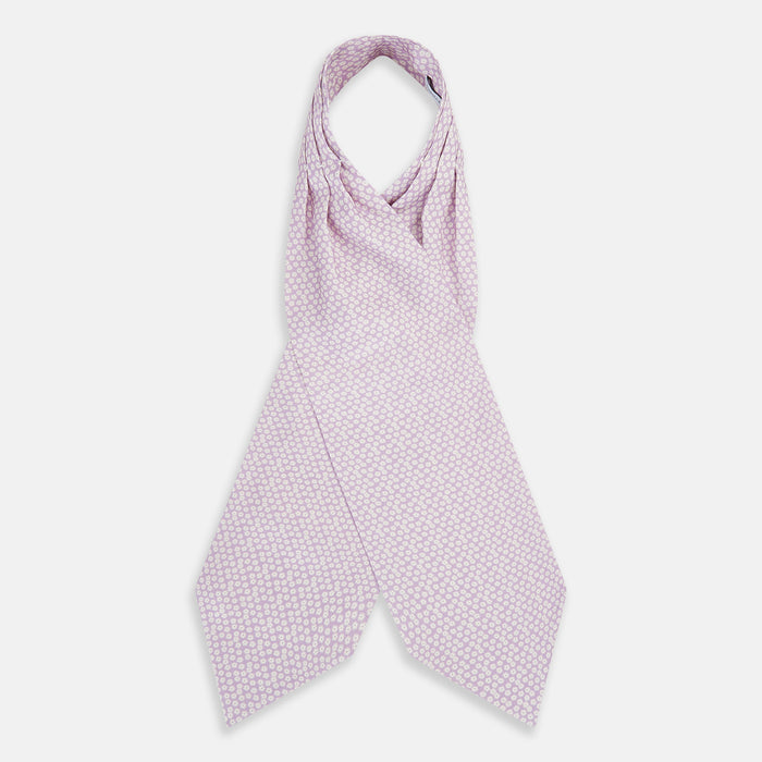 Lilac Flower Patterned Silk Cravat Image 1