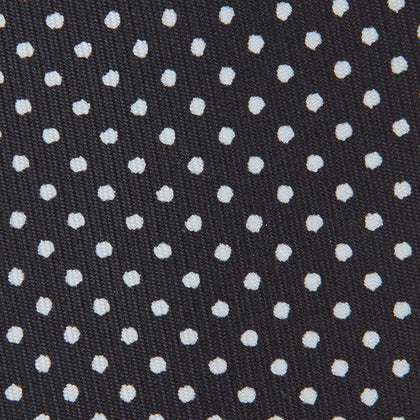 Black and White Small Spot Printed Silk Tie Image 2
