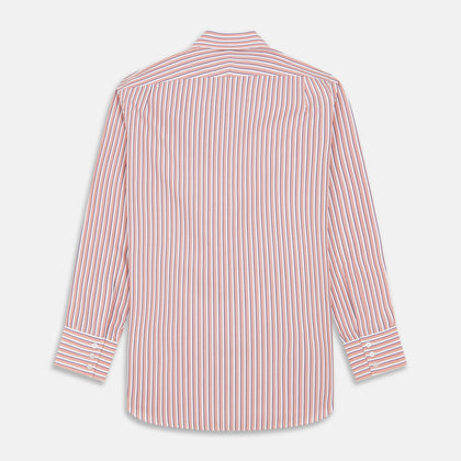Orange and White Stripe Cotton Regular Fit Mayfair Shirt Image 4