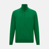 Grass Green Half-Zip Cashmere Jumper