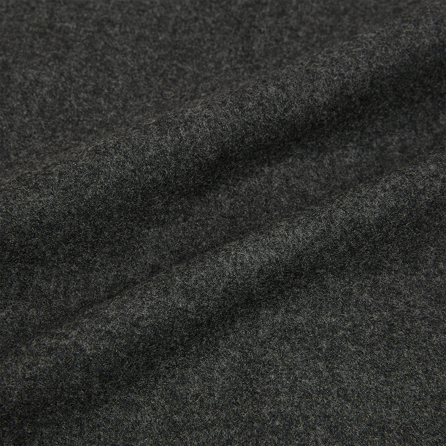 View 5 of product The Graphite Melange Collared Single-breasted Waistcoat by Turnbull & Asser features a dark gray hue, front buttons, collar, two zippered side pockets, and a chest pocket—perfect for winter. Shown on a plain white background.
