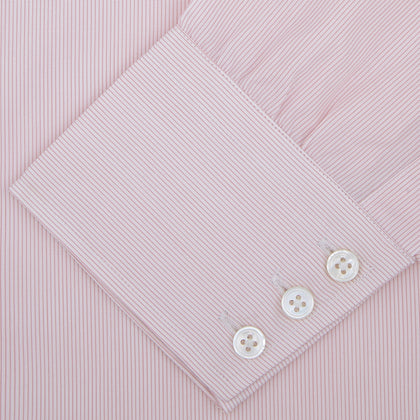 Pink Hairline Stripe Shirt with T&A Collar and 3-Button Cuffs