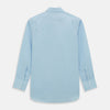 View 3 of product The Turnbull & Asser Light Blue Sea Island Quality Cotton Shirt features a T&A collar, 3-button cuffs, and premium cotton fabric, shown laid flat against a white background.