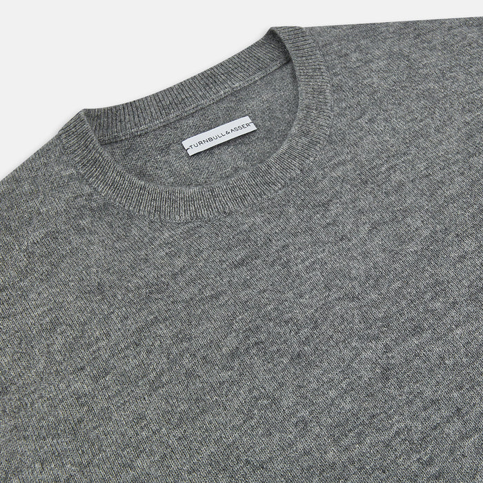 Grey Melange Cashmere Round Neck Jumper Image 1