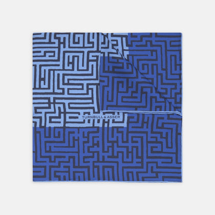 Blue Maze Silk Pocket Square