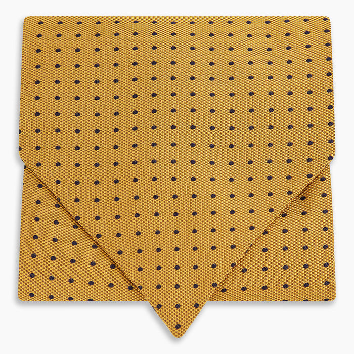 Navy and Yellow Micro Dot Silk Cravat Image 4