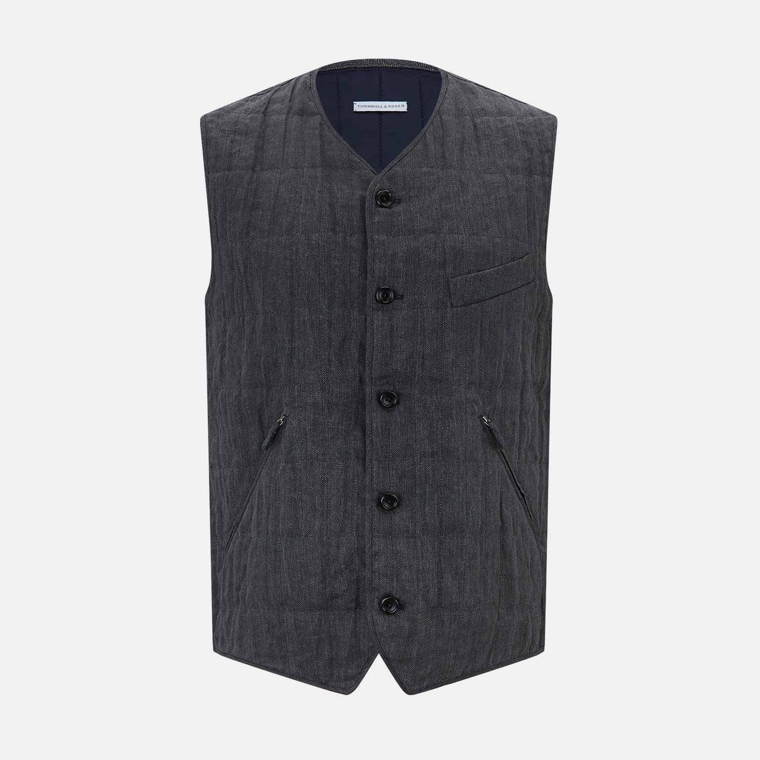 Image 1 of product Ash Quilted Linen Herringbone Waistcoat