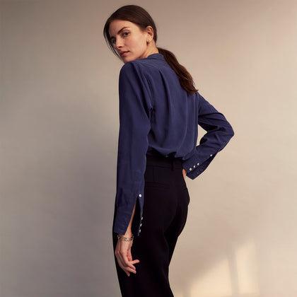 Blue Soft-touch Silk Lauren Shirt Image 8